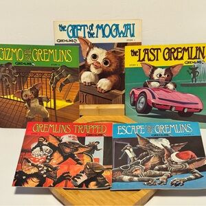 Gremlins 1984 See Hear Read Picture Books & Records Set 5 Gizmo Mogwai Vintage